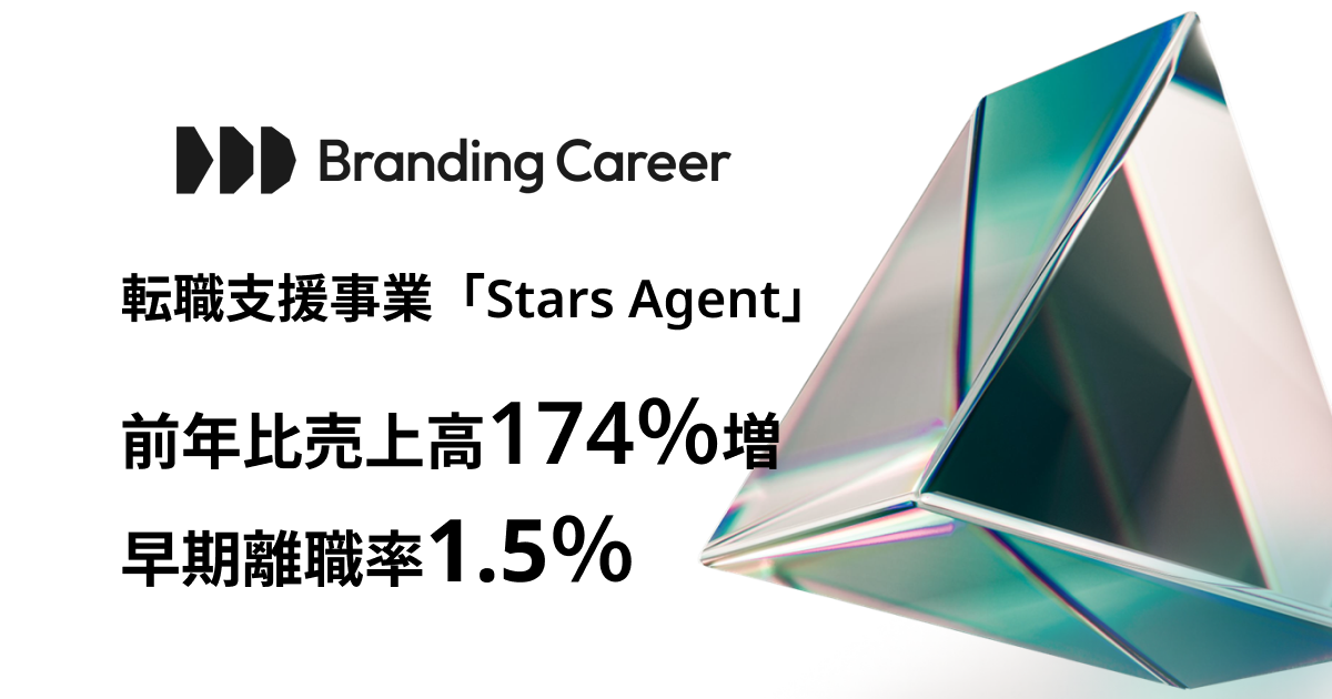 Branding Careerの転職支援事業「Stars Agent」、売上高前年比174％増・早期離職率1.5％の結果に<br>～求職者の転職成功まで伴走するコンサルタントも大幅増員、更なる支援へ～